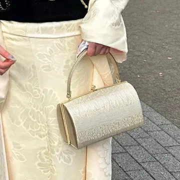 골드 스트라이프 무늬 일본 의류용 백 성인식 화이트 백 가방 후리소데