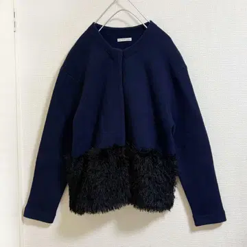 에스트네이션 노카라 자켓 퍼얀 네이비 울