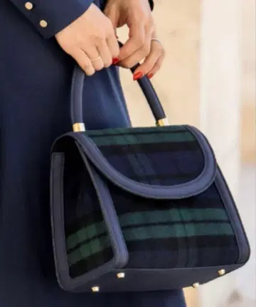 JENNE 제누 프렌치 시크 핸드백 네이비 체크