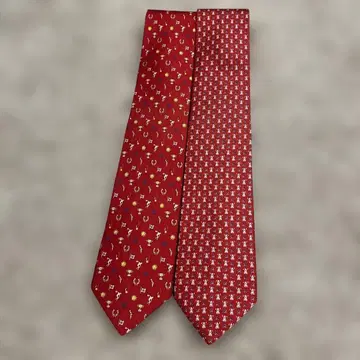 새상품급 SalvatoreFerragamo 넥타이 2세트 레드 택 포함