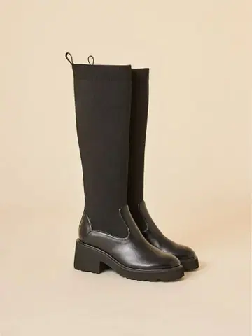 SNIDEL 롱 니트 부츠 BLK S