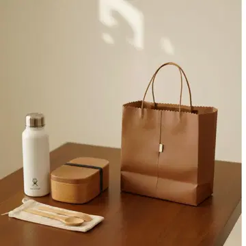 천연 가죽 종이 봉투 같은 토트백 브라운 소가죽