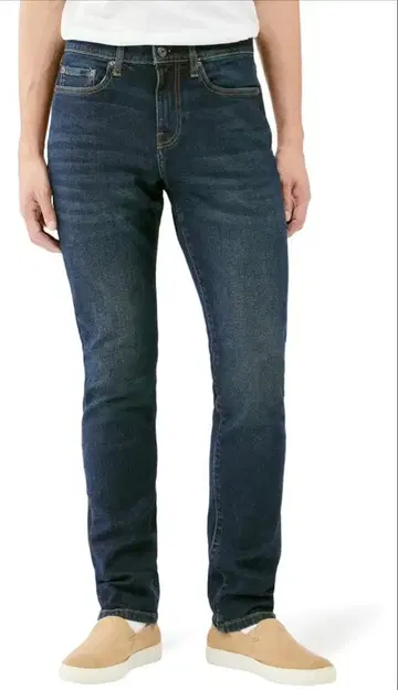 다크 블루 스트레이트 데님 하이웨스트