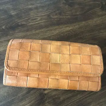 뜨개질 가죽 브라운 장지갑