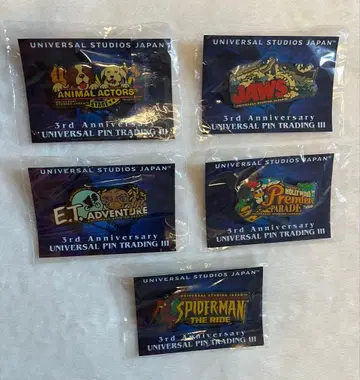 유니버셜 스튜디오 재팬 3주년 기념 핀 배지 5개 세트 미사용