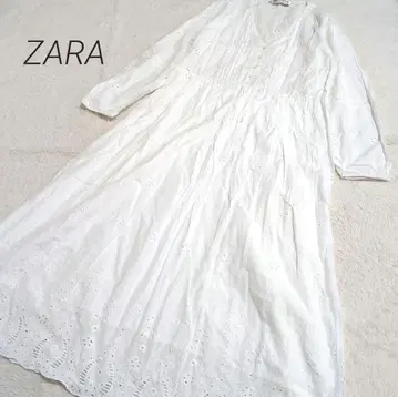 자라 루즈핏 컷워크 자수 롱 원피스