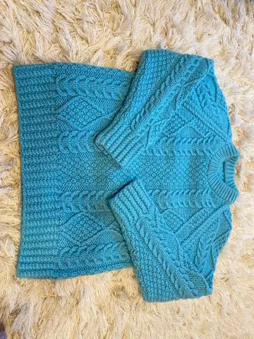 케이블 짜임 니트 스카이블루 프리 사이즈 따뜻한