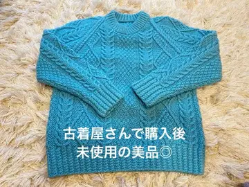 케이블 짜임 니트 스카이블루 프리 사이즈 따뜻한