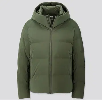 새상품급 유니클로 심리스 다운 후드티 올리브 L 사이즈