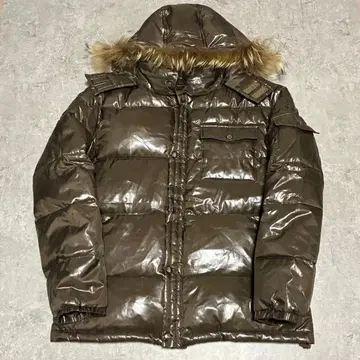 퍼 달린 집업 후디 광택 다운 자켓 구제 의류