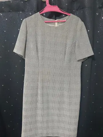 S-D-I 그레이 체크 무늬 반팔 원피스