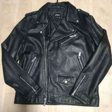 ZARA 블랙 가죽 라이더 자켓 XL