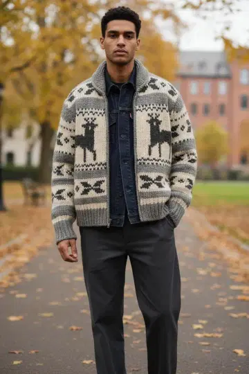 MACKOP 사슴 패턴 니트 가디건 클리닝 예정