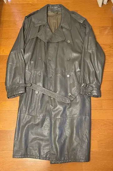 Euro vintage 가죽 트렌치코트