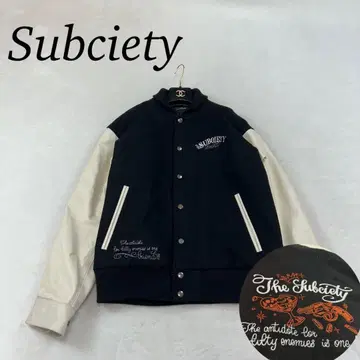 K261 M 서브에티 로고 자수 바시티 자켓 블랙 화이트 남성용
