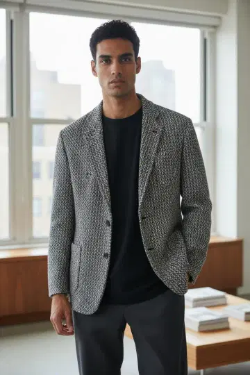 기하학 패턴 투버튼 블레이저 투모로우랜드 클리닝 완료