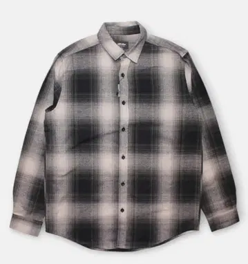 옴브레 체크 셔츠 체크 긴팔 플란넬 셔츠 블랙 블랙 아메카지 M