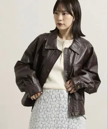 블루종 인조 가죽 블루종 가죽 재킷 브라운 FREAK'S STORE