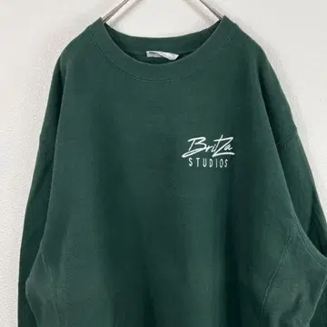 USA 구제 의류 briza studio 자수 맨투맨 두툼한 그린