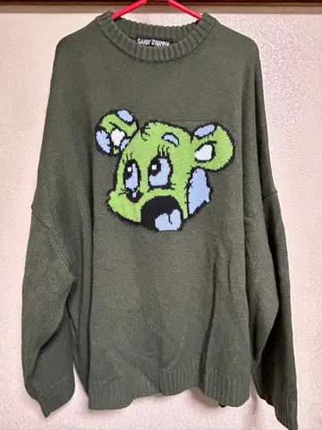 Candy Stripper 베어 오버 사이즈 니트 상의 스웨터