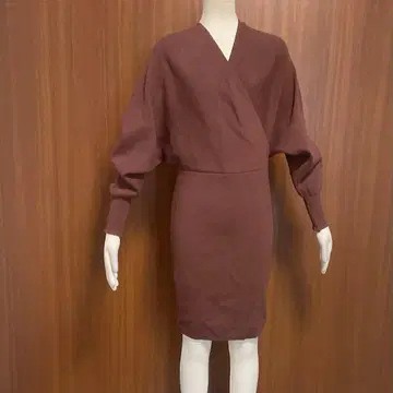 브라운 니트 랩 원피스