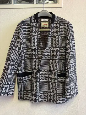 Yonetomi COOHEM 노카라 자켓 체크 무늬