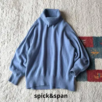 스픽 앤 스팬 울 캐시미어 터틀 니트 풀오버 블루