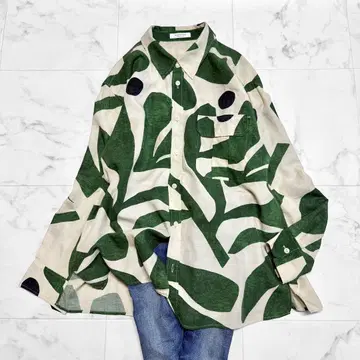 맥피 올 패턴 셔츠 드레이핑 그린 카모플라주 어스 컬러