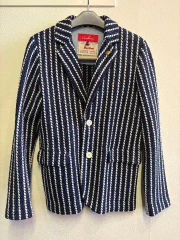 Coohen 네이비 화이트 스트라이프 블레이저