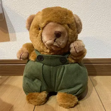 곰 봉제 인형 그린 오버롤