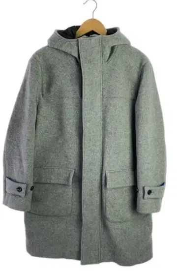 새상품급 엔할리우드 울 그레이 더블 페이스 후드 오버코트