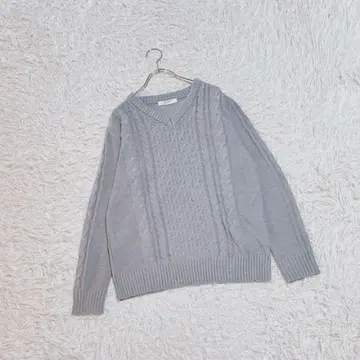 [BACK NUMBER] 케이블 짜임 니트 (L) 브이넥 그레이 긴팔