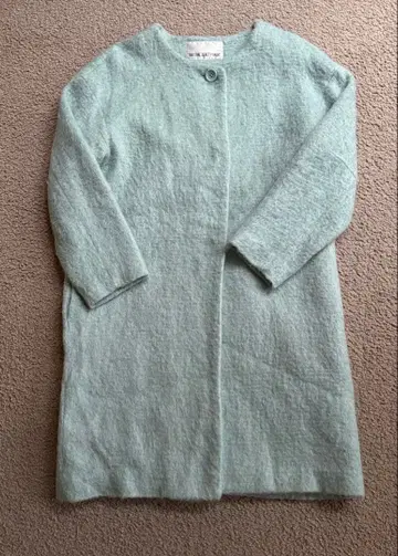 민트 그린 롱 코트 울 혼방