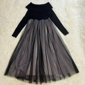 GRL 튤 니트 롱 원피스 블랙 M 사이즈 택 포함 새상품