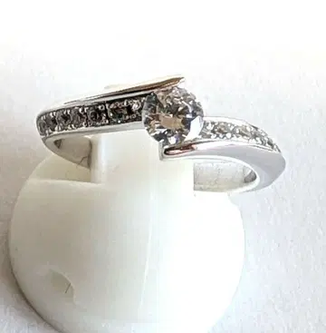 플라티나 100 코팅 큐빅 지르코니아 실버 반지 미사용 새상품