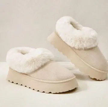 베이지 스웨이드 어그 부츠 통굽