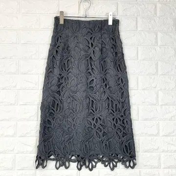 인덱스/S/그레이/꽃무늬/레이스 스커트/종아리 기장/전체 레이스/봄/가을