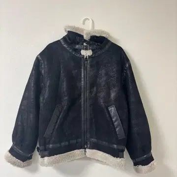 블랙 인조 모피 자켓