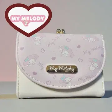 [ My Melody 마이멜로디 ] 골드 로고 3단 폴더형 지갑 핑크