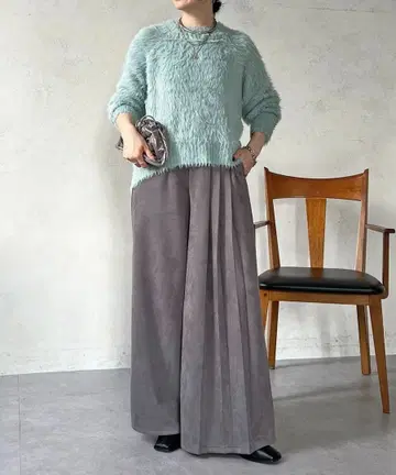 스웨이드 플리츠 팬츠