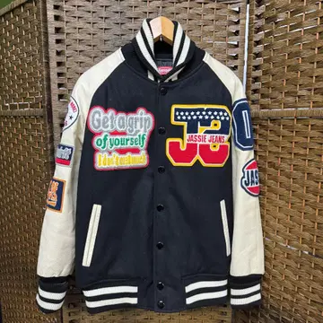 JASSIE JEANS 바시티 자켓 블랙/아이보리 09