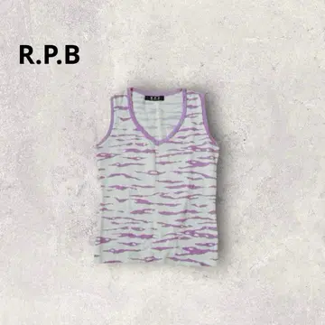 R.P.B 슬리브리스 티셔츠 리브 니트 일본제 올 패턴 스웨터 상의