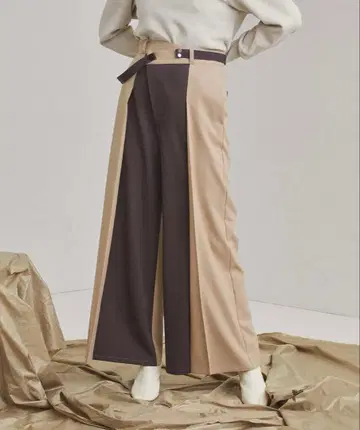 united tokyo 아시메 벨티드 바이컬러 팬츠