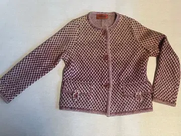 이탈리아제 울 x 모헤어 니트 자켓 여성용 보라색 계열