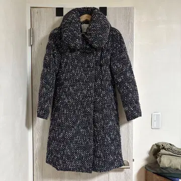 ANAYI 롱 다운 코트 무릎 기장 트위드