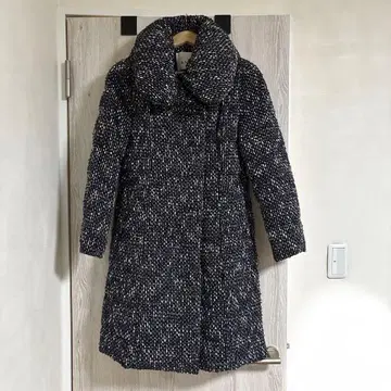 ANAYI 롱 다운 코트 무릎 기장 트위드