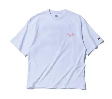 반팔 오버사이즈드 코튼 T셔츠 웨이브 로고 화이트