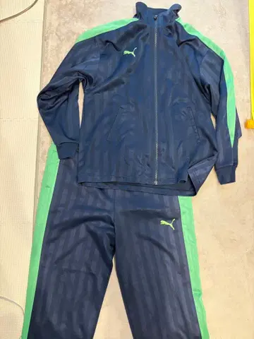 Puma 스트라이프 저지 L 사이즈 네이비/그린