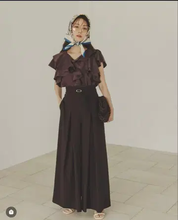 벨트 포함 BOX 턱 와이드 팬츠