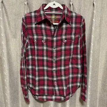 y122406 TMT 긴팔 셔츠 체크 무늬 포켓 버튼 S